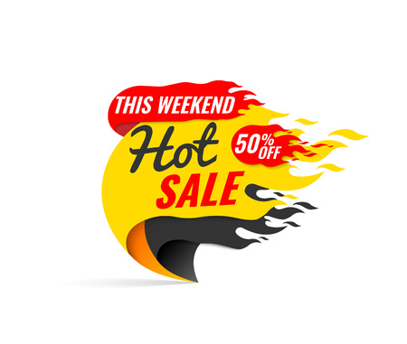 Hot Sale banner. This weekend special offer, big sale, discount up to 50 off. Vector illustration.のイラスト素材
