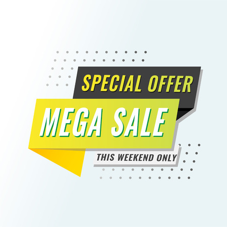 Super Sale, Mega. this weekend special offer banner, up to 50 off. Vector illustration.のイラスト素材