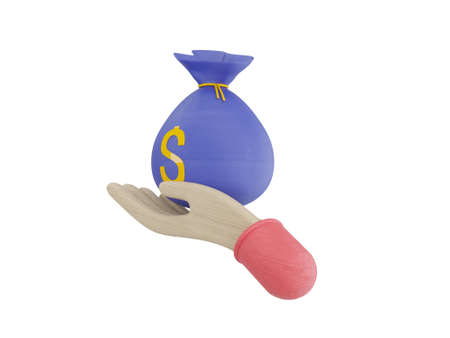 Bundles cash and floating coins blue background. 3d illustration