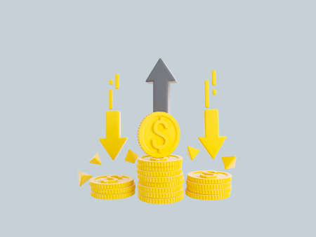 Mony flow. 3d Icon Related to investment strategy, trade service, finance management. Mono Line...