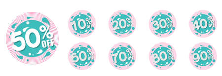 50 percent discount isolated vector flat icon with discount solid, line icons