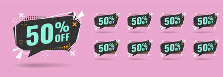 50 percent discount isolated vector flat icon with discount solid, line iconsのイラスト素材