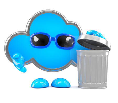 3d render of a cloud and a trash canの写真素材