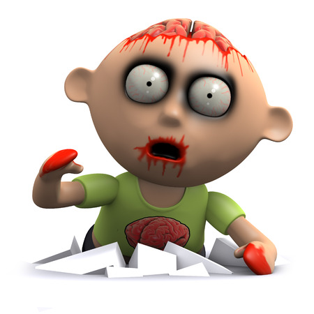3d render of a zombie appearing from the floorの写真素材