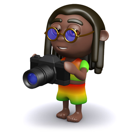 3d render of a rastafarian holding a cameraの写真素材