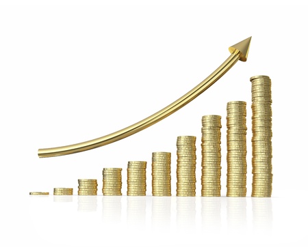 business success graph  isolated on white background with clipping pathの写真素材