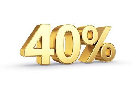 golden 3D percentage icon - isolated with clipping pathの写真素材