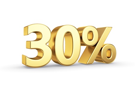golden 3D percentage icon - isolated with clipping pathの写真素材