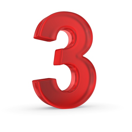 Number three- red isolated with clipping pathの写真素材