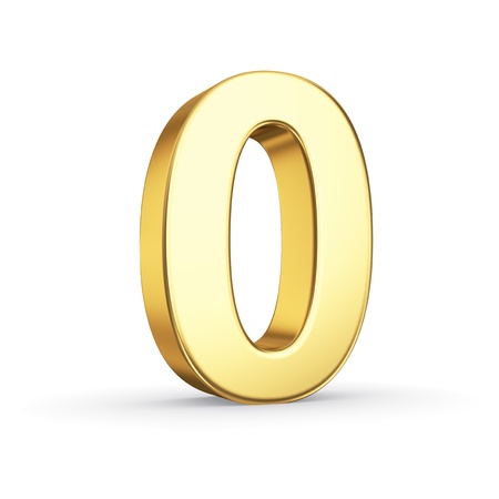3D golden number 0 - isolated with clipping pathの写真素材
