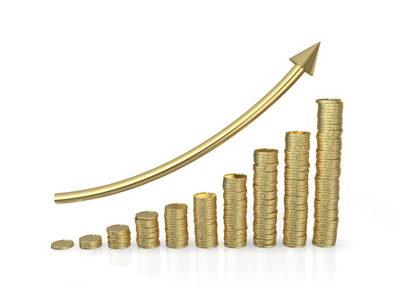 Golden coins graph with growth arrow - isolated
の写真素材