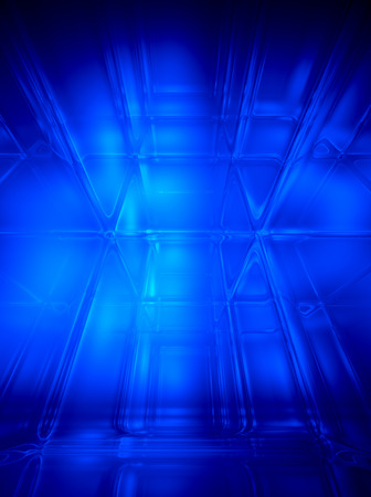 Blue abstract 3D space  background - computer generatedの写真素材