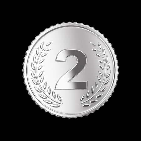 Silver medal on black  