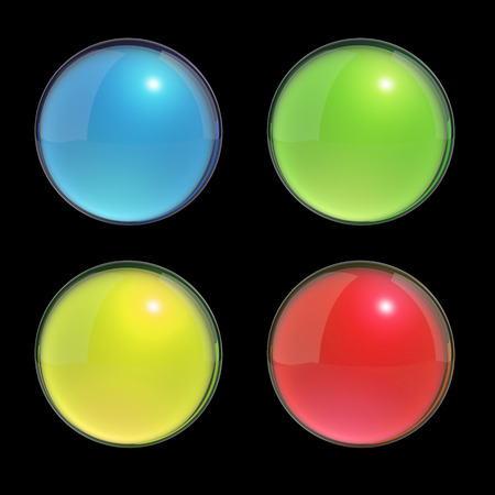 Set of colorful glass 3D buttons の写真素材
