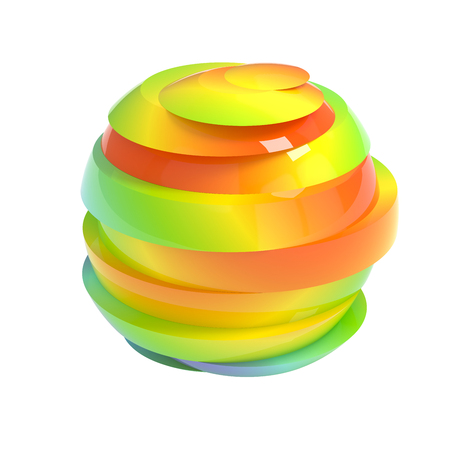 Colorful sliced rainbow ball isolated with clipping pathの写真素材
