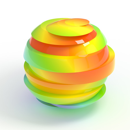 Colorful sliced rainbow ball isolated with clipping pathの写真素材