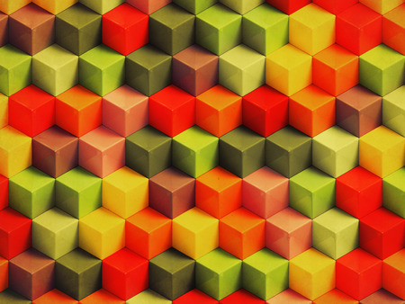 Colorful vintage geometric background - 3D cubes pattern