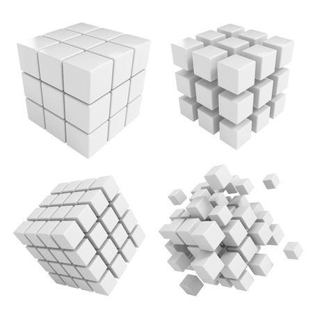 Business concept - 3D block cubes render collectionの写真素材