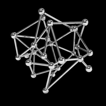 3D molecule render on black isolated with clipping pathの写真素材