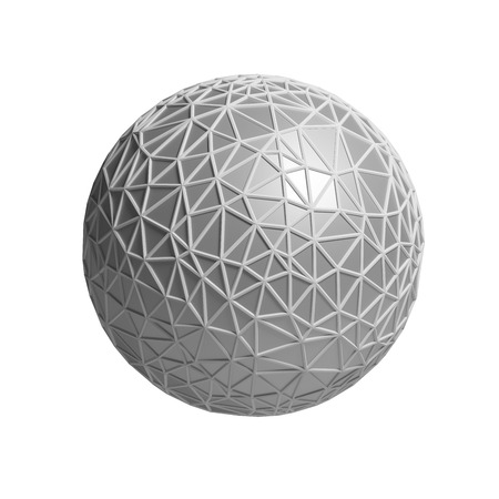 triangular 3D sphere on white  isolated with clipping pathの写真素材