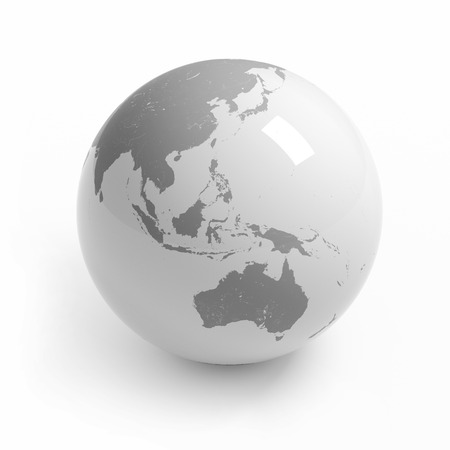 World map globe isolated with clipping path on white - Australia, Asiaの写真素材