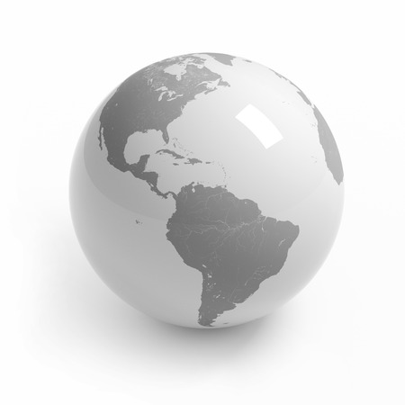 World map globe isolated with clipping path on white - Americaの写真素材