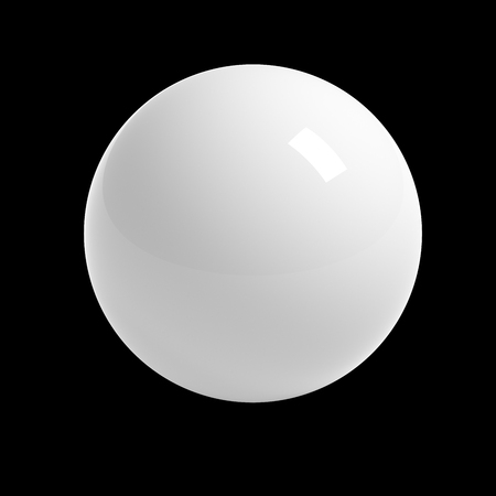 White sphere on black background isolated with clipping pathの写真素材