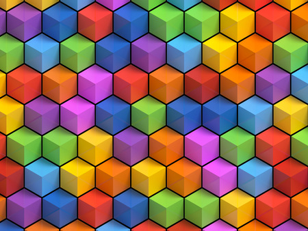 Abstact colorful cubes - 3D geometric backgroundの写真素材