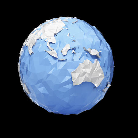 Planet Earth globe - origami style - isolated with clipping pathの写真素材