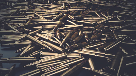 Bullet Shells Background - 3D rendered imageの写真素材