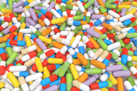 Colorful Vitamin Tablet - rendered imageの写真素材