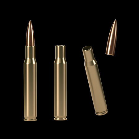 Bullet Shell Render Isolated On Black - 3D illustrationの写真素材