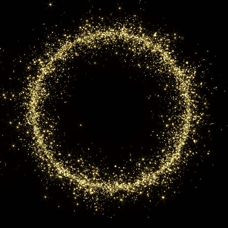 Golden Glitters Frame - 3D Rendered Shining Sparklesの写真素材