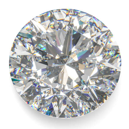 Beautiful Shiny Diamond in Brilliant Cut on White Background,- Crystal Backgroundの写真素材