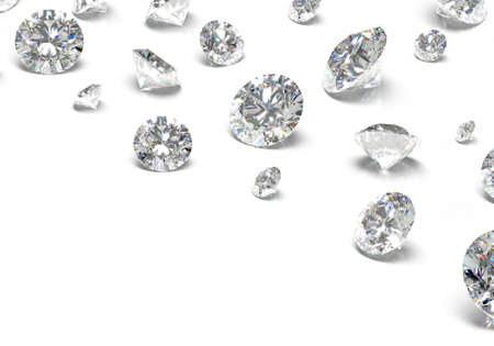 Beautiful Shiny Diamond in Brilliant Cut on White Background,- Crystal Backgroundの写真素材
