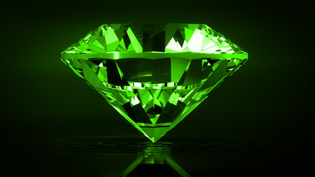 Beautiful 3D Rendered Shiny Diamond in Brilliant Cut on Black Background , Diamond Backgroundの写真素材