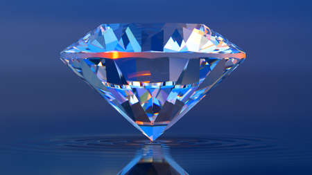 Beautiful 3D Rendered Shiny Diamond in Brilliant Cut on Black Background , Crystal Backgroundの写真素材