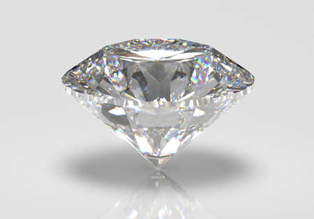 Beautiful 3D Rendered Shiny Diamond in Brilliant Cut on White Background , Crystal Backgroundの写真素材