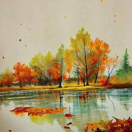Beautiful Autumn Leaves Backgrounds - Aquarel Illustrationの写真素材