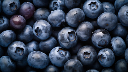 Fresh blueberries background. Top view. Flat lay. Food background.の素材