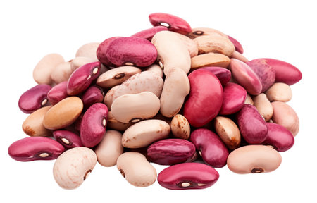 borlotti beans isolated on white background. red kidney beans.の素材