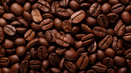 Coffee beans background. Close up of roasted coffee beans.の素材