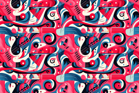Acid Trip Waves Pattern: Wavy lines and shapes that seem to undulate and flow in surreal colors.の素材