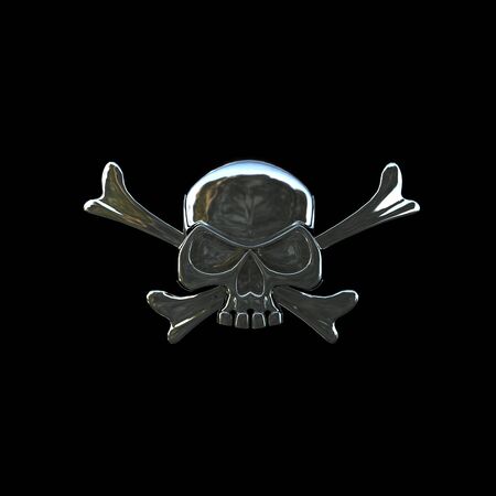 3d rendering skull with bones pirateの写真素材