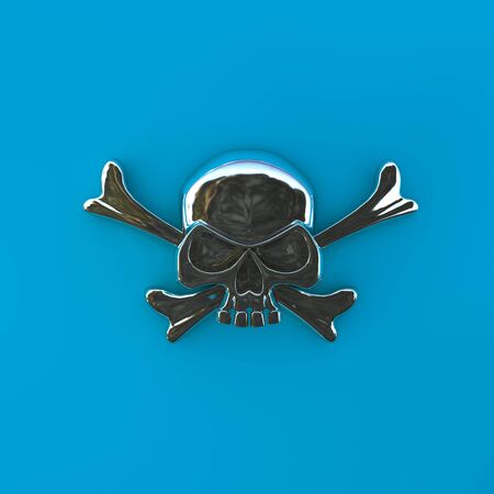 3d rendering skull with bones pirateの写真素材