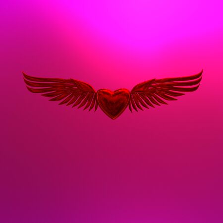 heart on wings of love illustrationの写真素材