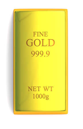 Gold bar realistic isolated on whiteの写真素材