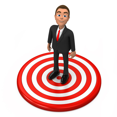 3d businessman stands on the goalの写真素材