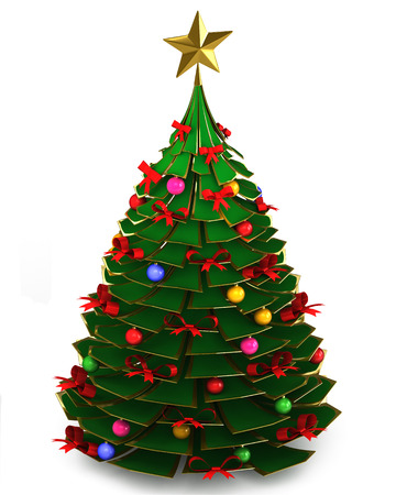 3d Christmas tree on a white backgroundの写真素材