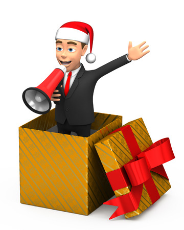 3D businessman  with a megaphoneの写真素材